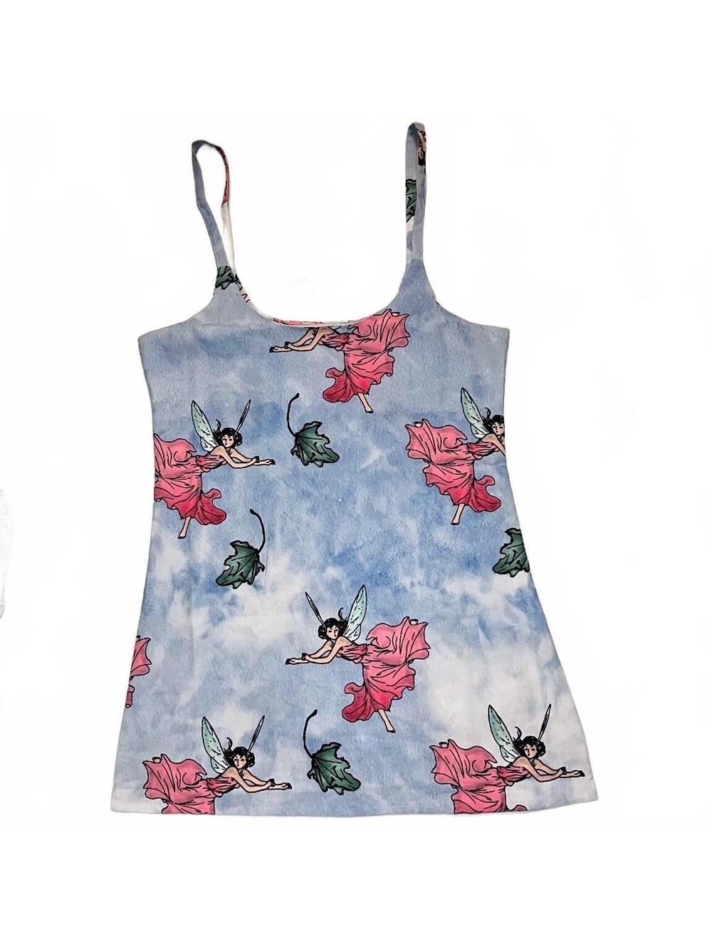 Dolls Kill BSR by Samii Ryan Fairy Floral Mini Dress Blue Pink Large NWT
